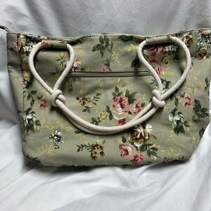 Farmhouse Is My Style Sage Green Floral Rose Shoulder Tote Bag Purse Shabby Chic